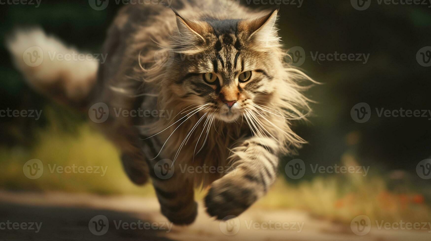 Photo of a running cat. Generative AI