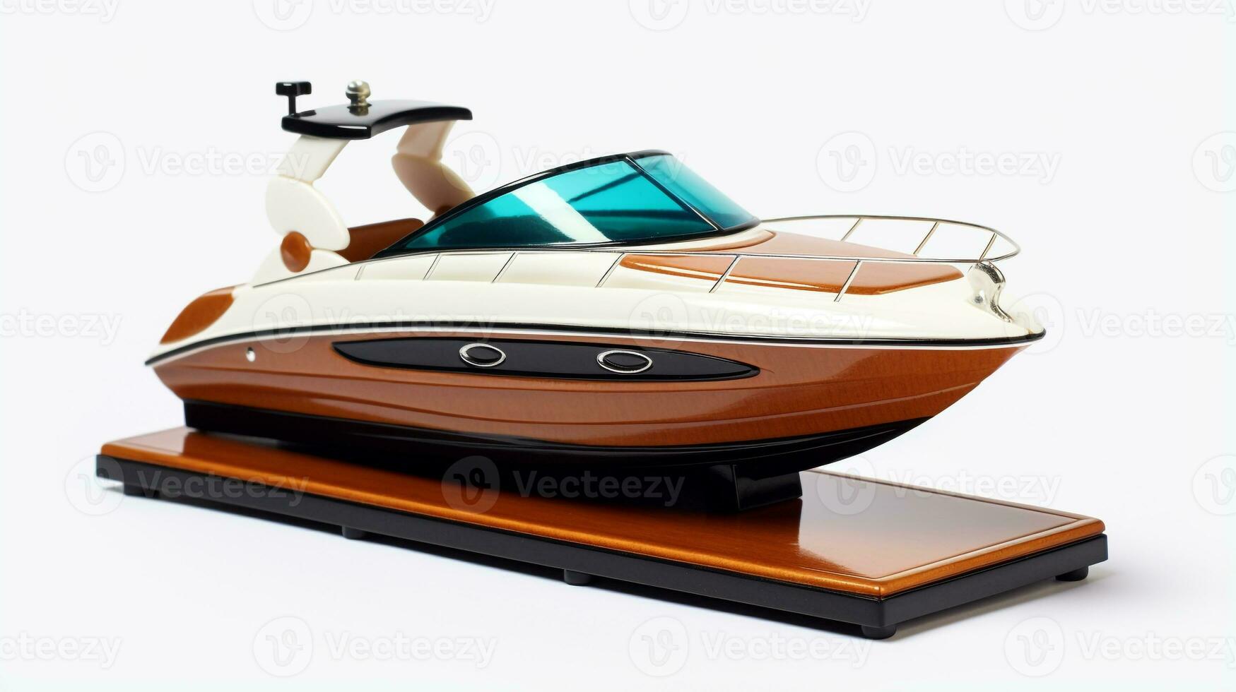 Displaying a 3D miniature Speedboat. Generative AI photo