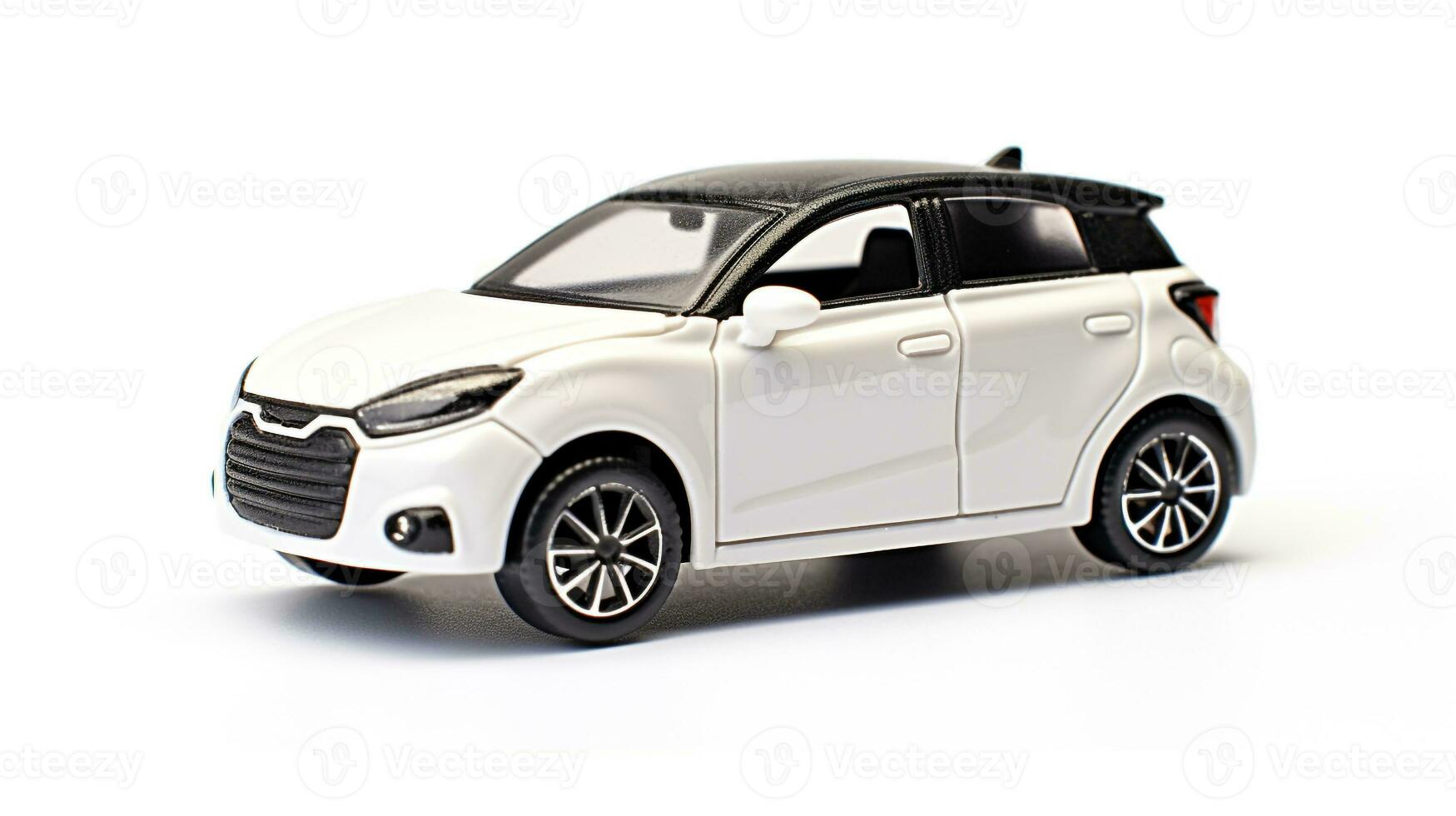 Displaying a 3D miniature Hatchback car. Generative AI photo