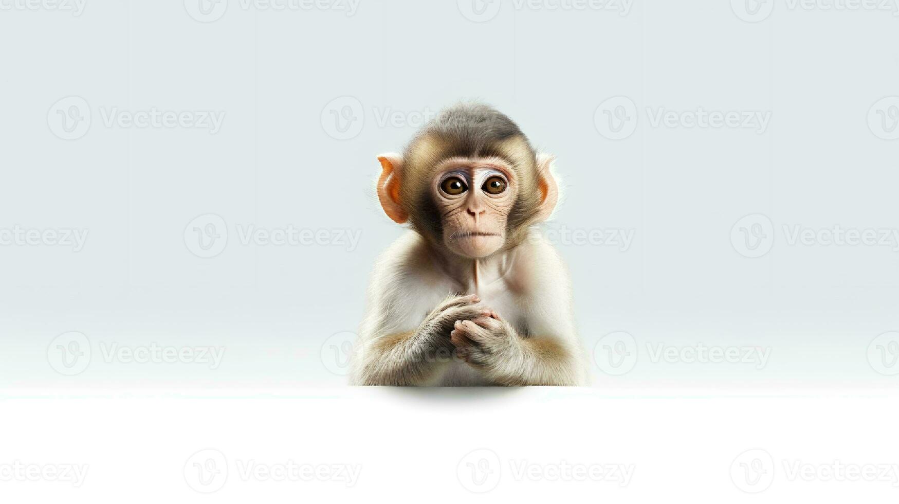 foto de un mono en blanco antecedentes. generativo ai