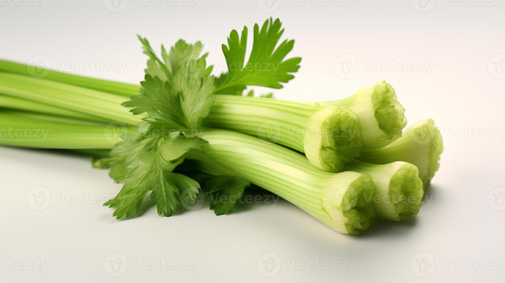 Photo of Celery isolated on white background.