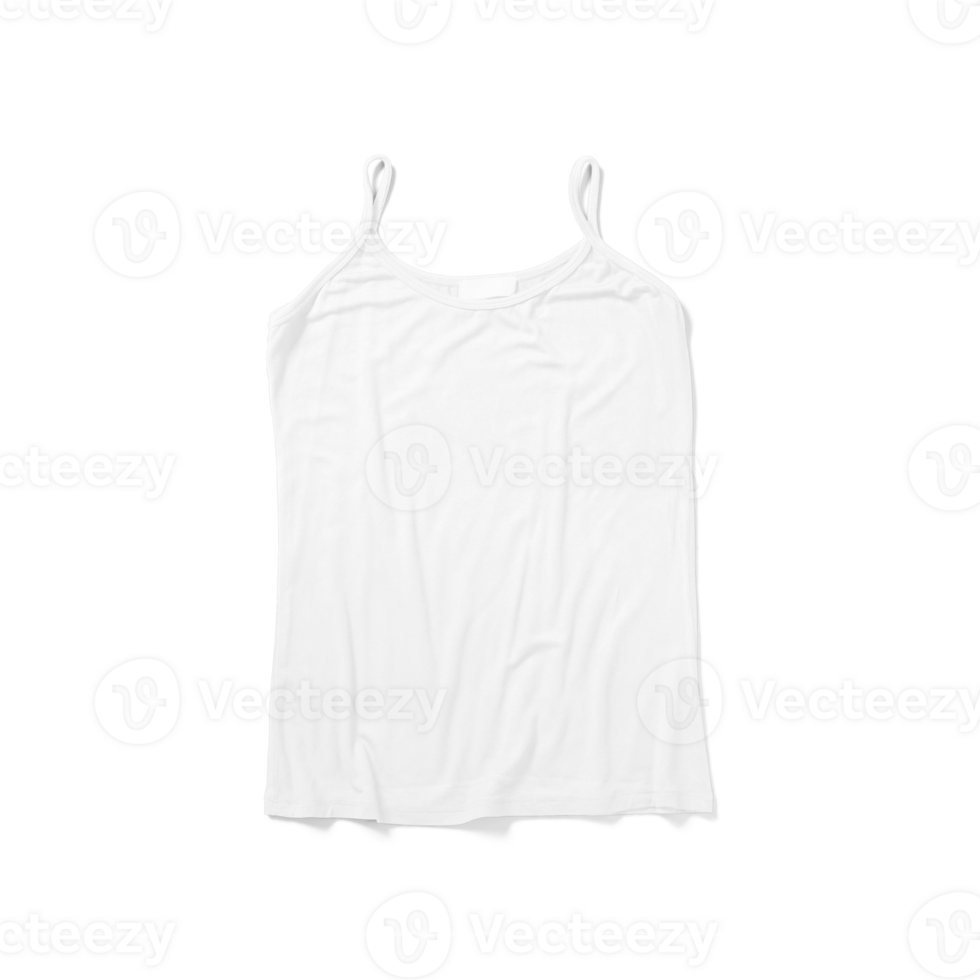 Close up view white woman tank top isolated. png