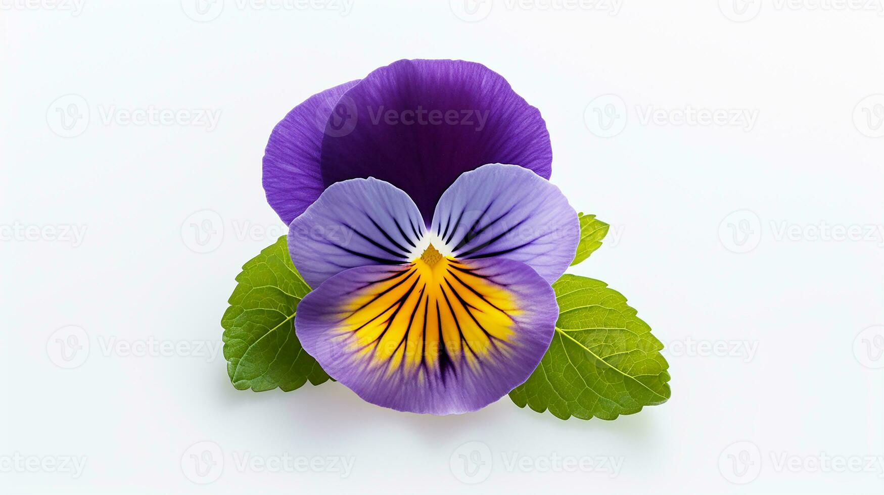 Photo of beautiful Pansy flower isolated on white background. Generative AI