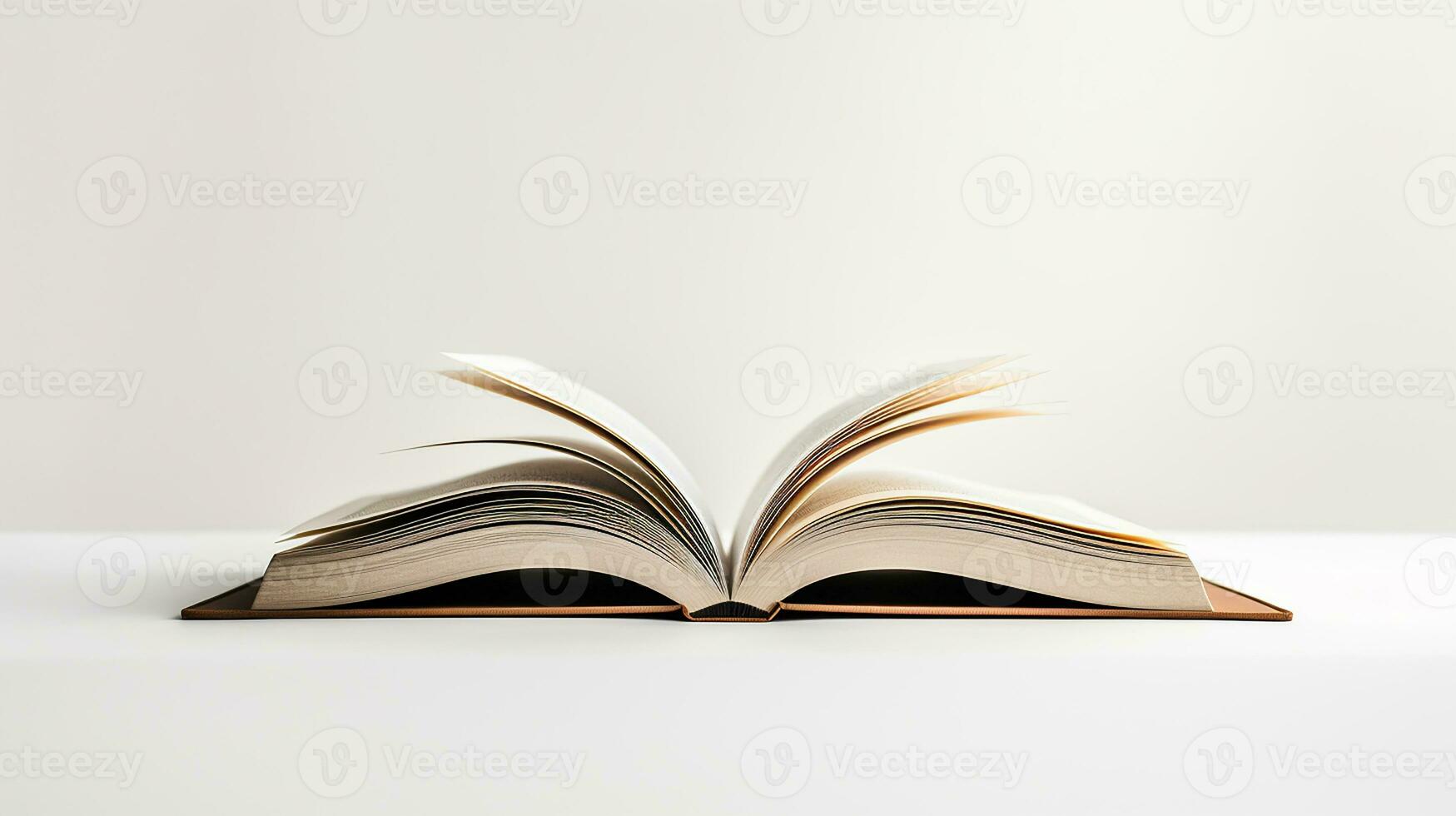 Open book isolated on white background. 3d illustration. Mock up. Generative AI photo