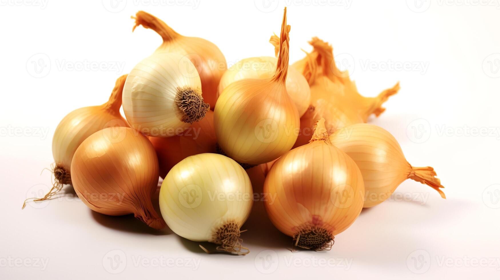 Photo of Onions isolated on white background.