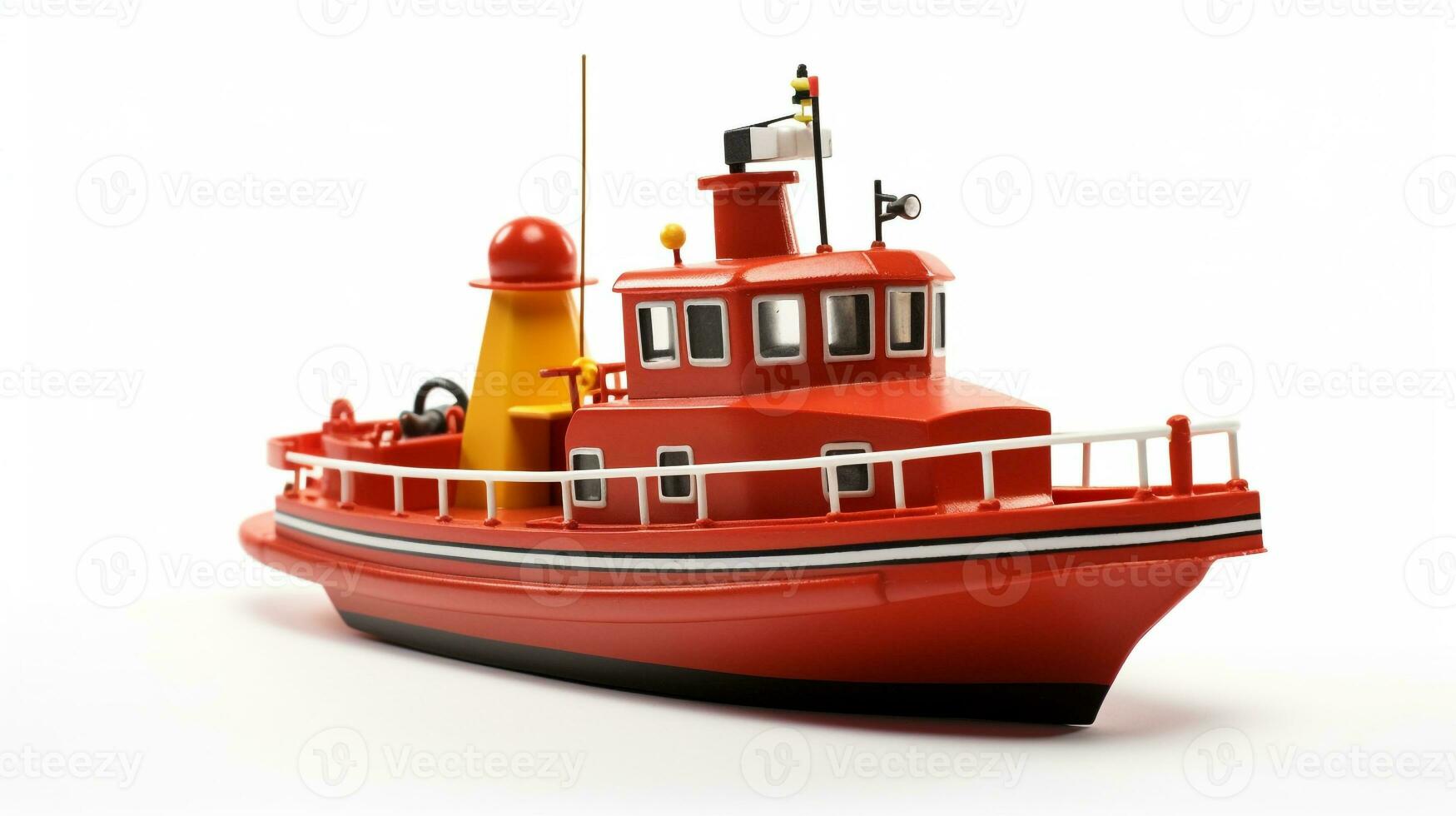 Displaying a 3D miniature Tugboat. Generative AI photo