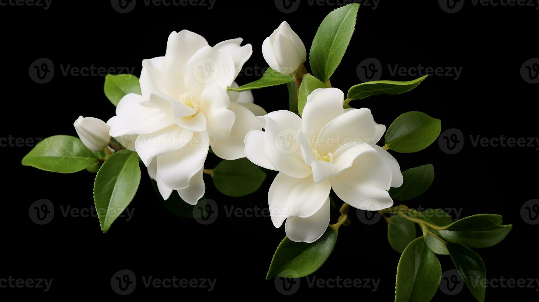 Photo of beautiful Jasmine flower isolated on white background. Generative AI