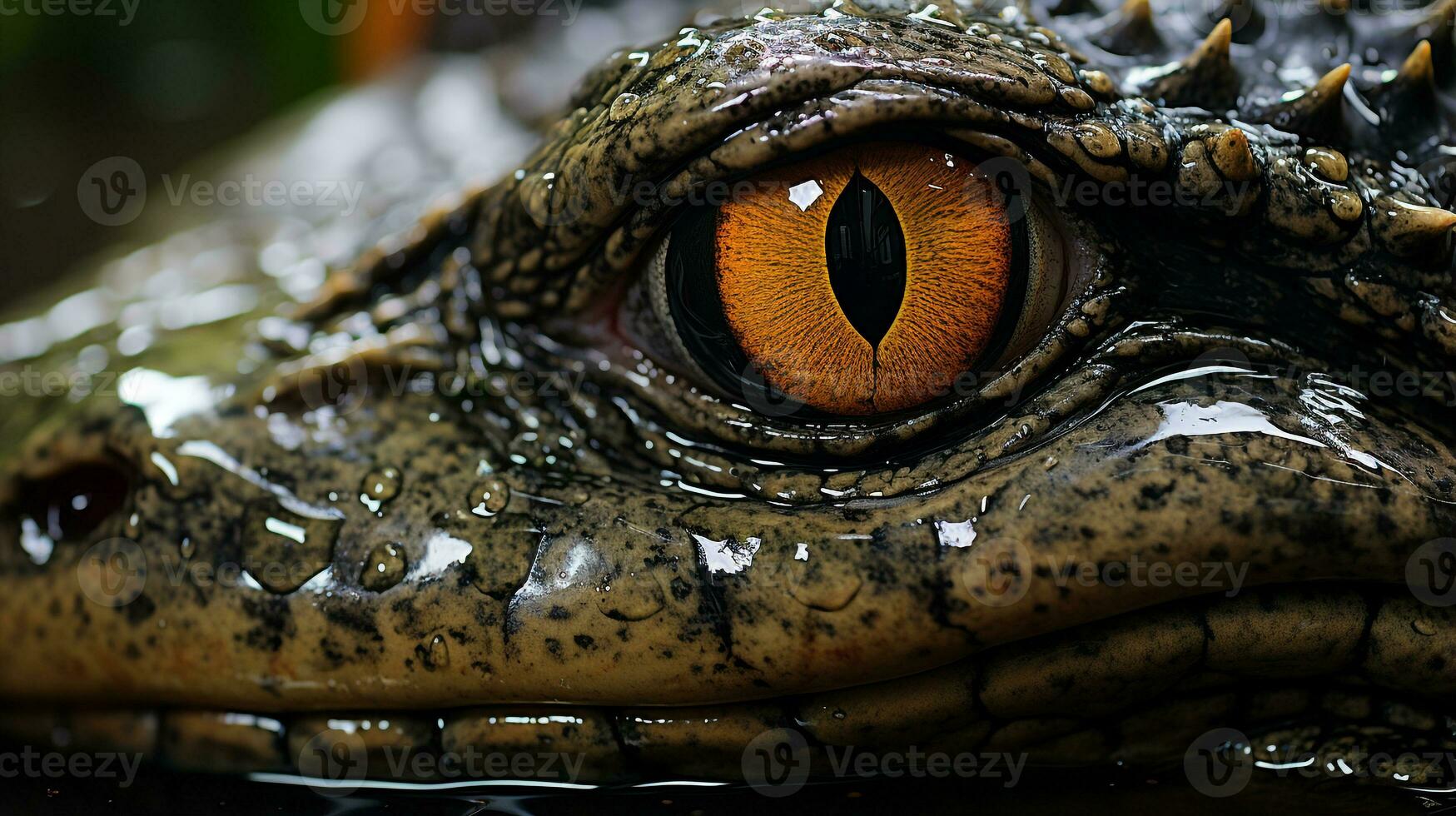 Close-up photo of a Crocodile looking in their habitat. Generative AI