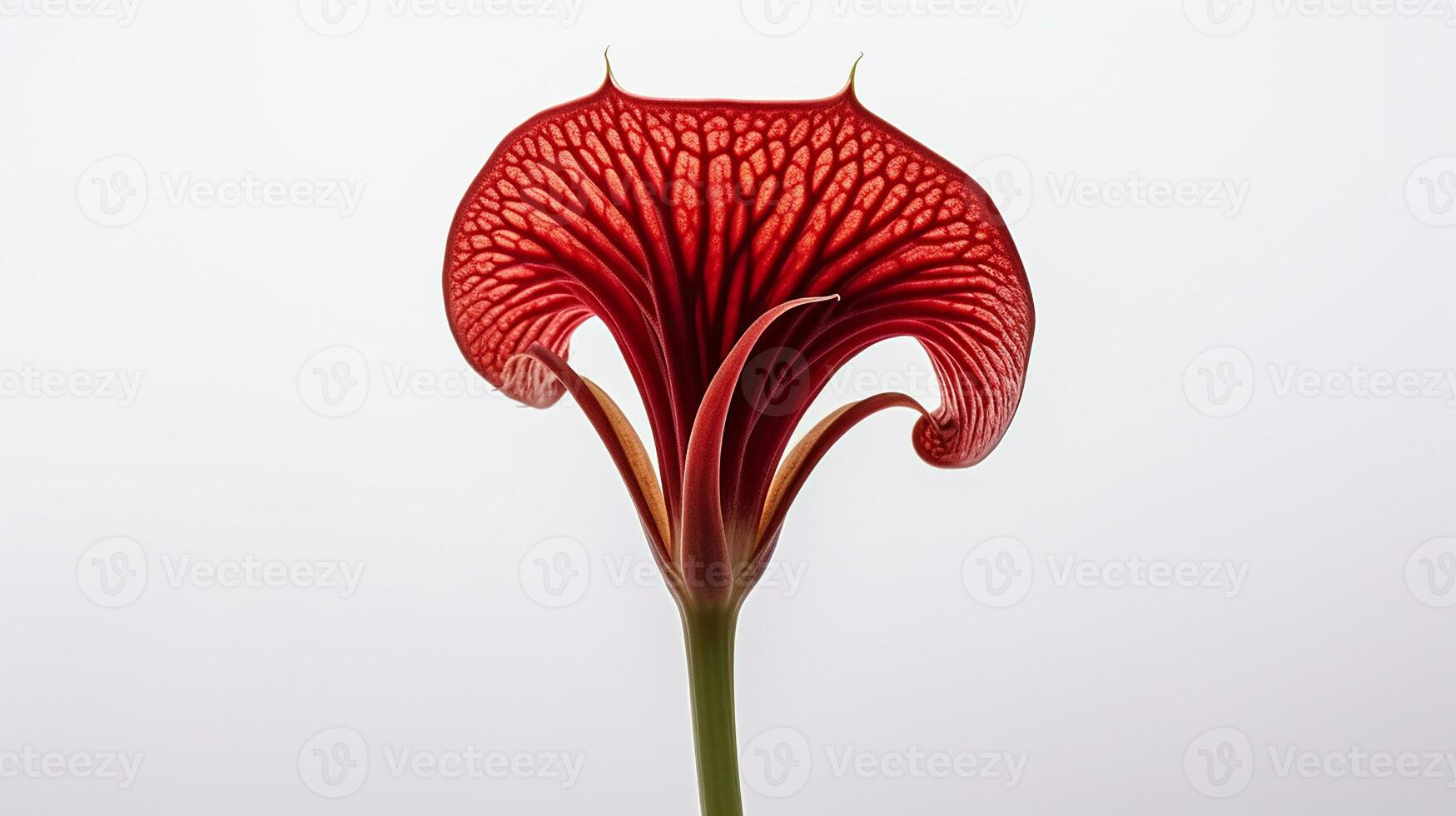Photo of beautiful Jack-in-the-pulpit flower isolated on white background. Generative AI