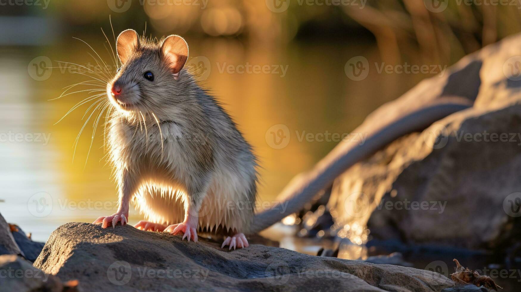 Close-up photo of a Crested Rat looking in their habitat. Generative AI