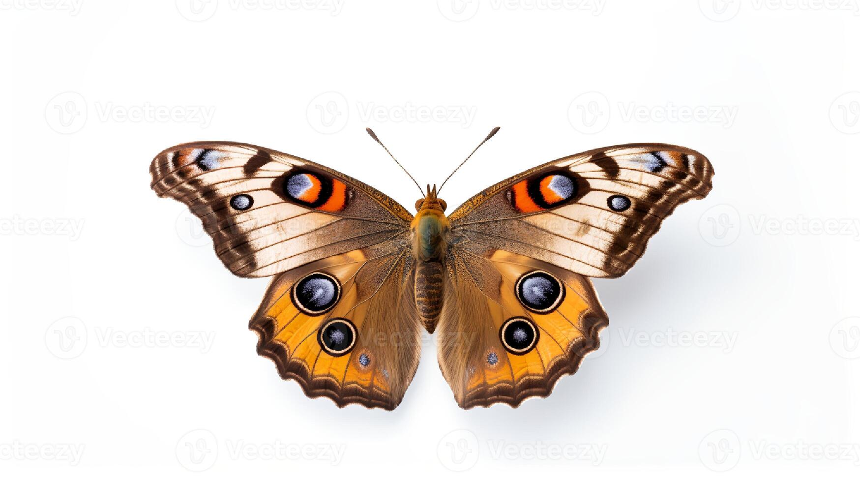 Photo of beautiful butterfly with brown color isolated on white background. Generative AI