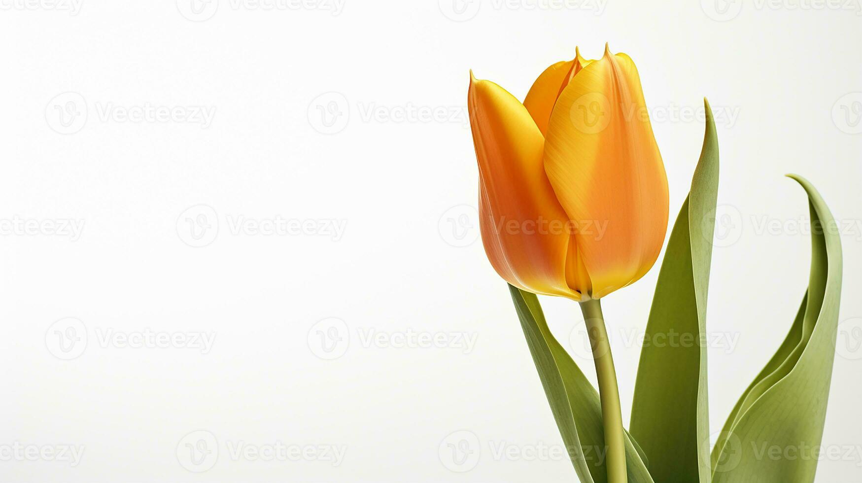 Photo of beautiful Tulip flower isolated on white background. Generative AI