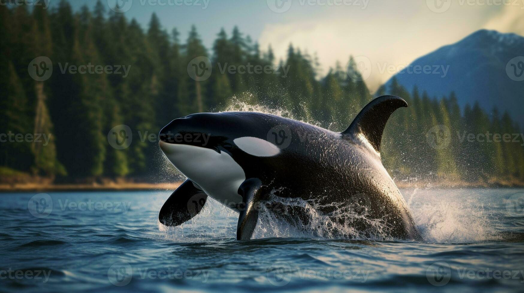 Wildlife photography of Photo of Killer Whale. Generative AI