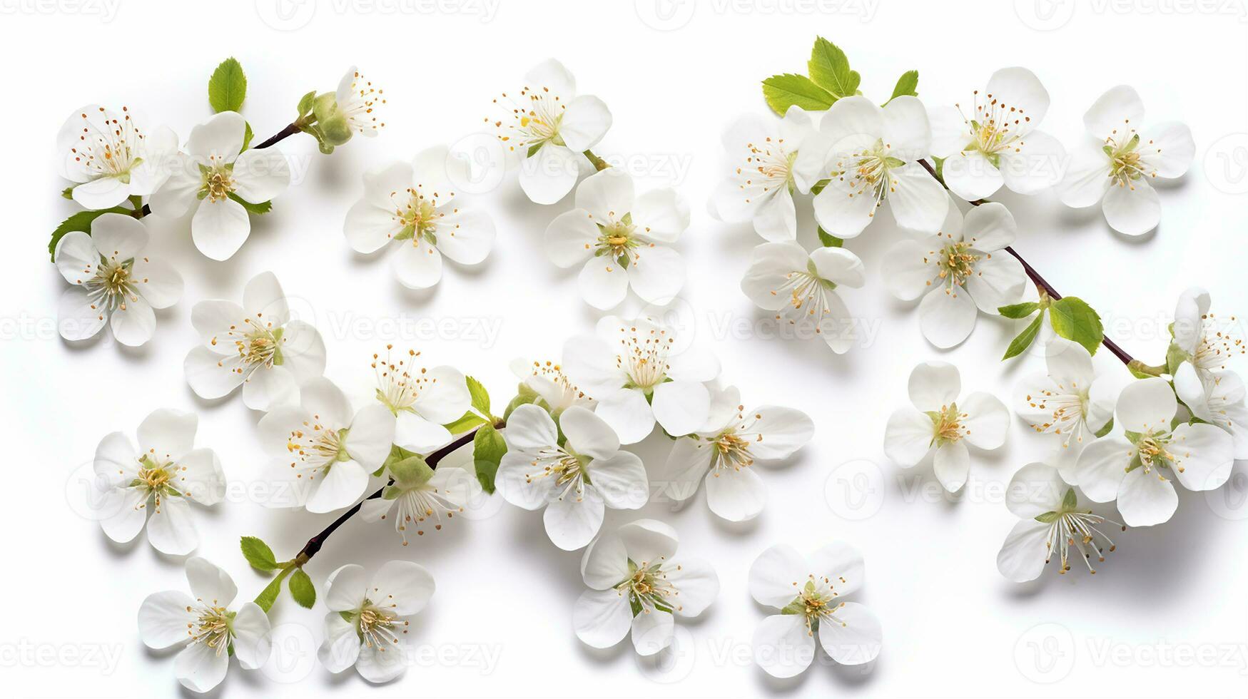 Hawthorn flower patterned background. Flower texture background. Generative AI photo