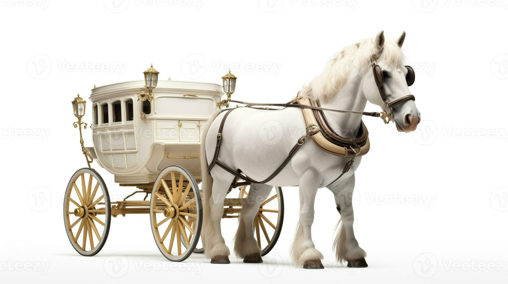 Displaying a 3D miniature Horse and Carriage. Generative AI photo