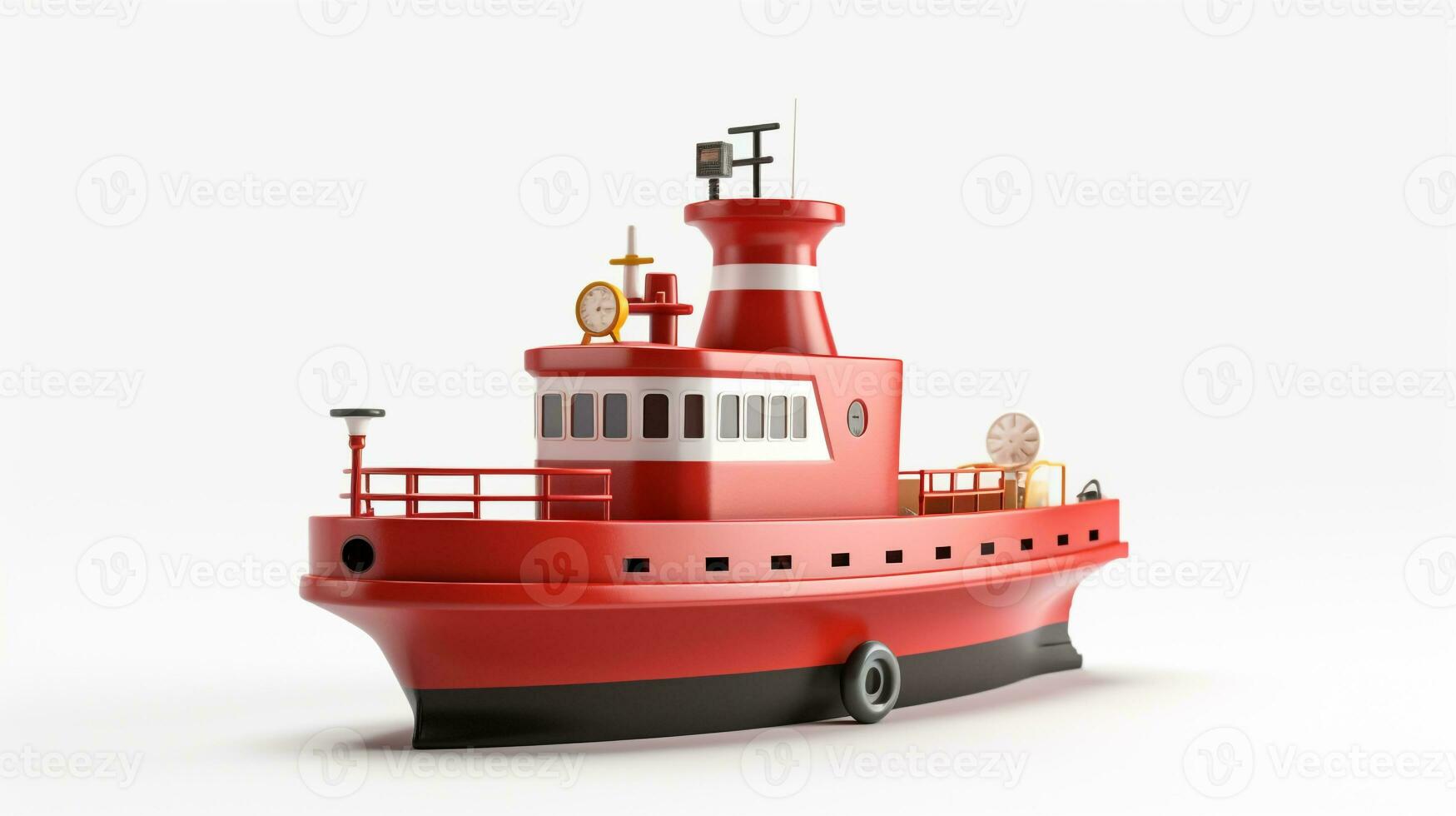 Displaying a 3D miniature Tugboat. Generative AI photo