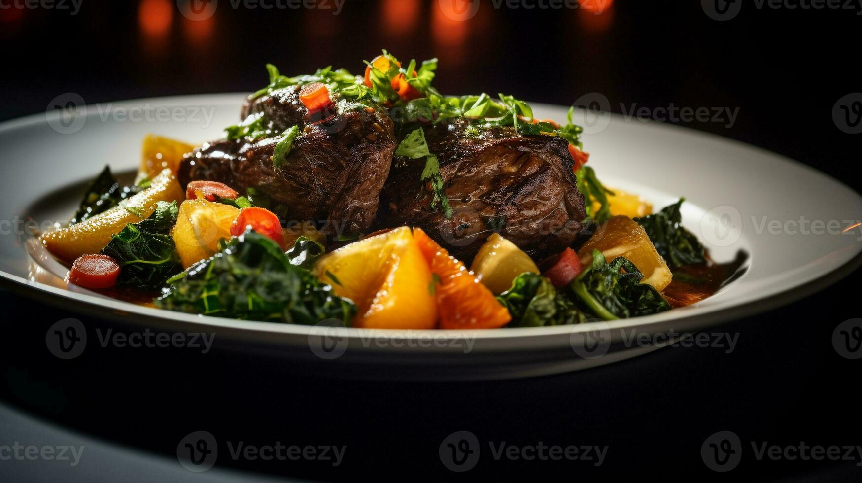 Photo of Sabzi Polo as a dish in a high-end restaurant. Generative AI