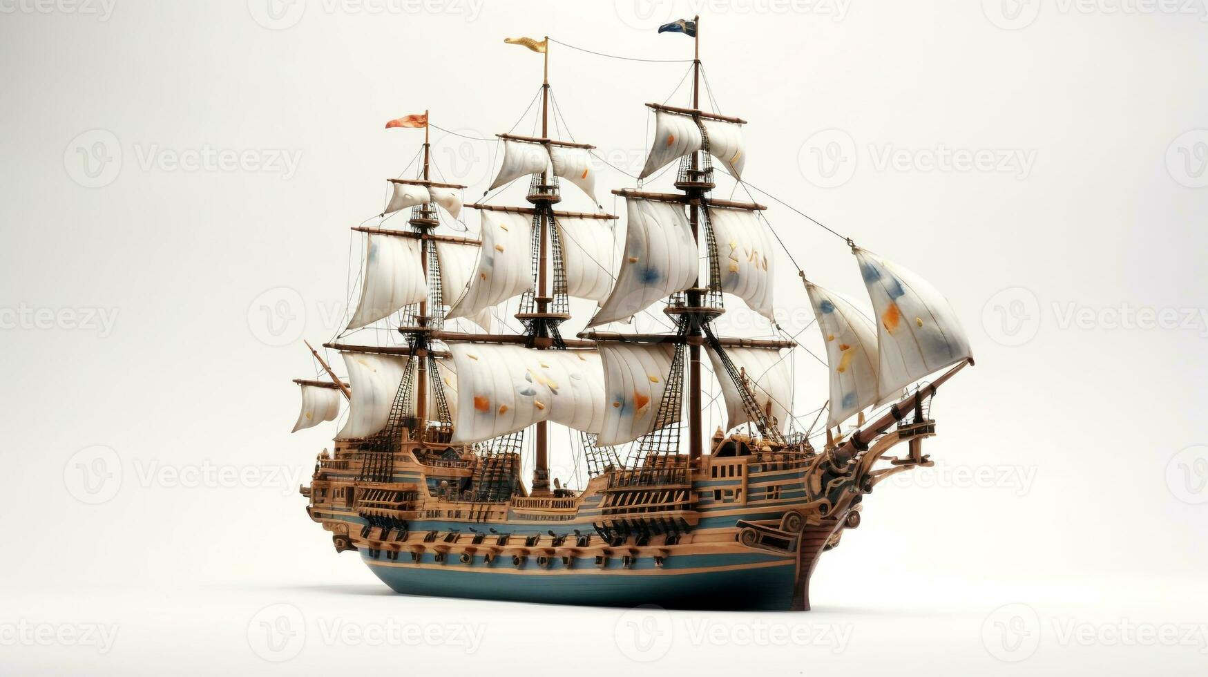 Displaying a 3D miniature Ship. Generative AI photo