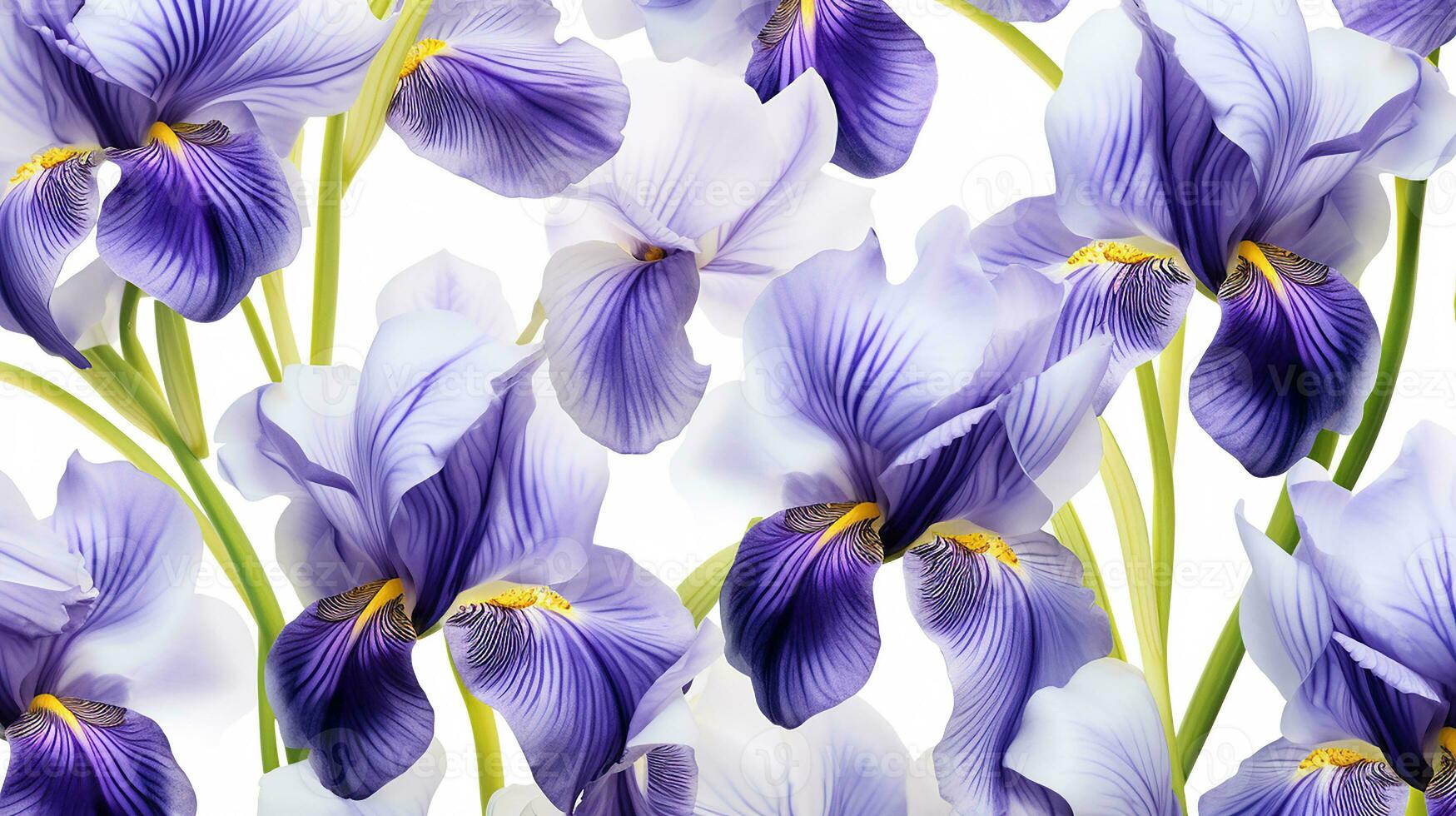 Iris flower patterned background. Flower texture background. Generative AI photo