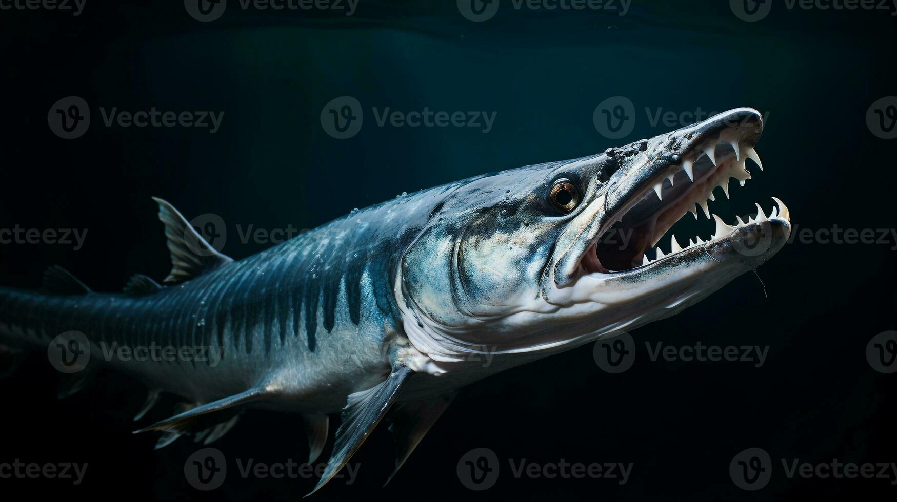 Wildlife photography of Photo of Barracuda. Generative AI