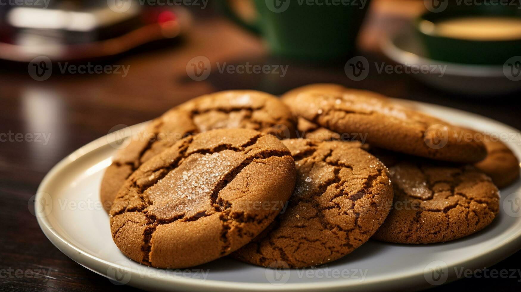 Photo of Ginger Molasses Cookies as a dish in a high-end restaurant. Generative AI