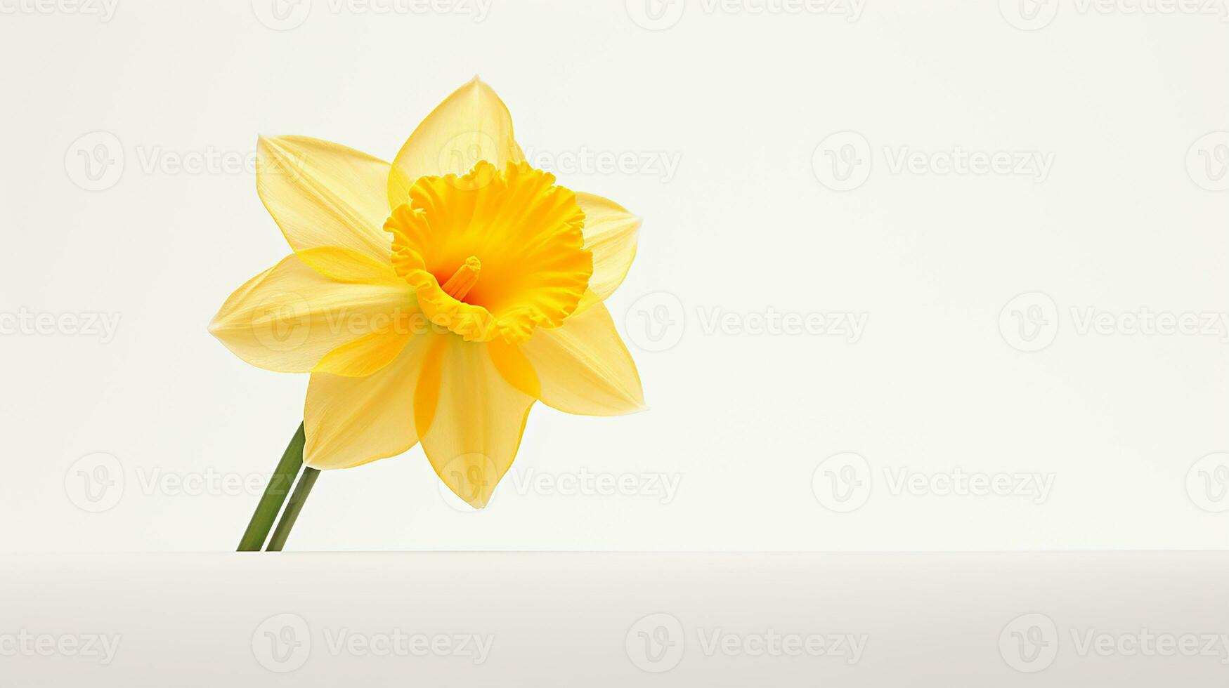 Photo of beautiful Daffodil flower isolated on white background. Generative AI