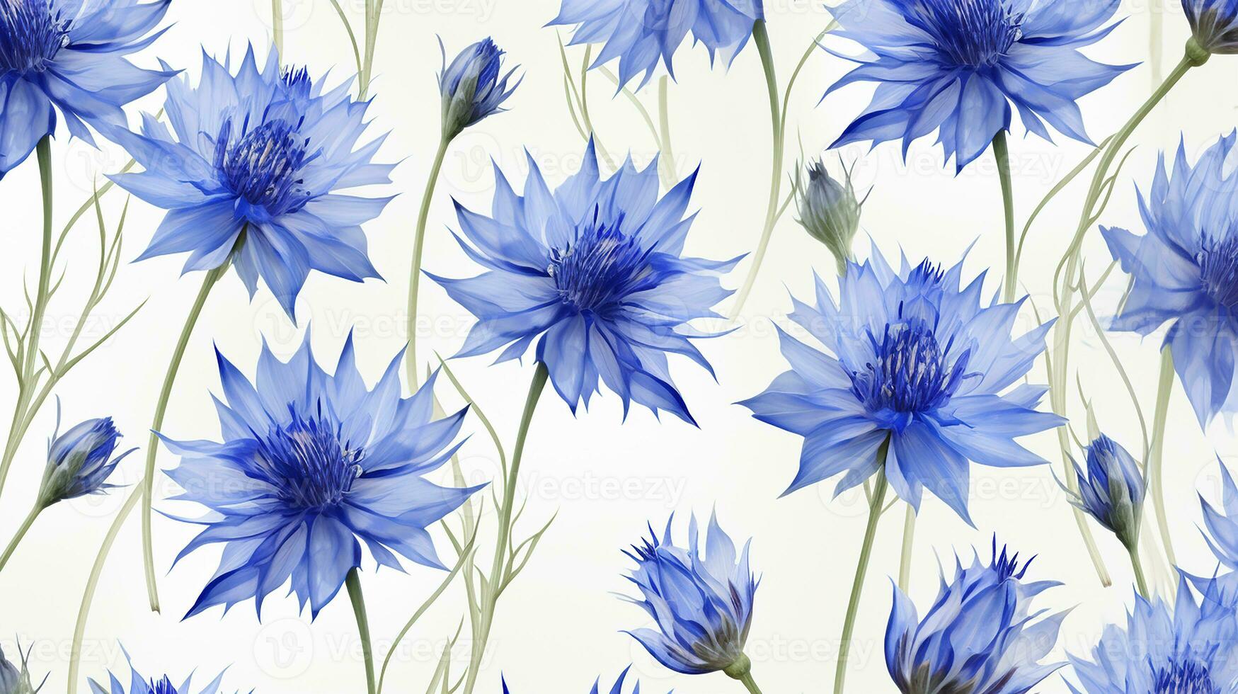 Cornflower flower patterned background. Flower texture background. Generative AI photo