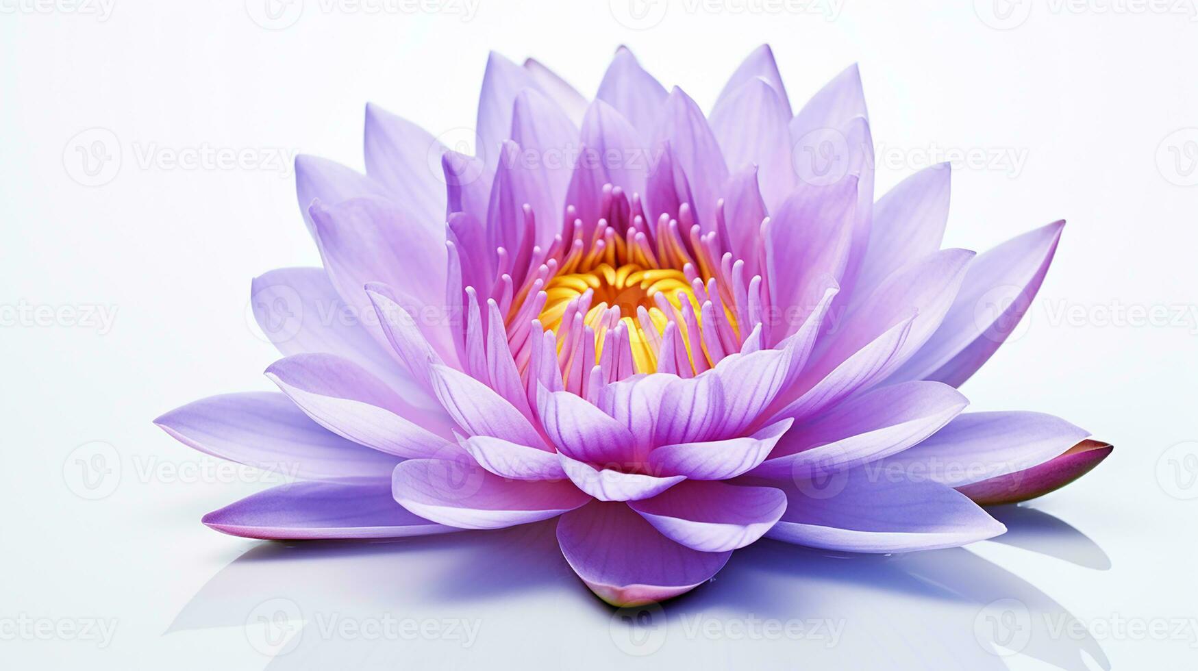 Photo of beautiful Water Lily flower isolated on white background. Generative AI