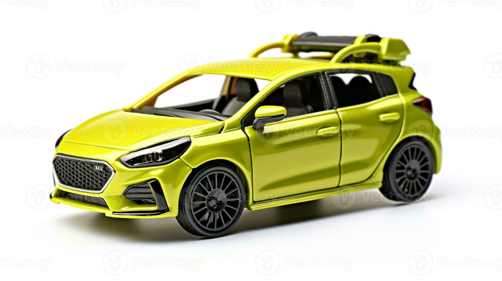 Displaying a 3D miniature Hatchback car. Generative AI photo