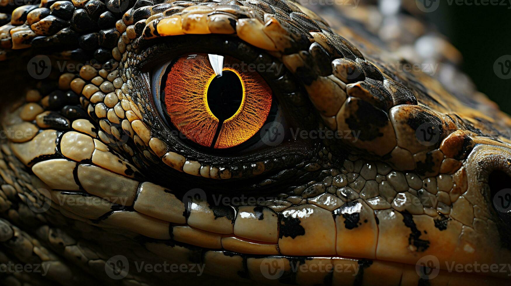 Close-up photo of a Monitor Lizard looking in their habitat. Generative AI