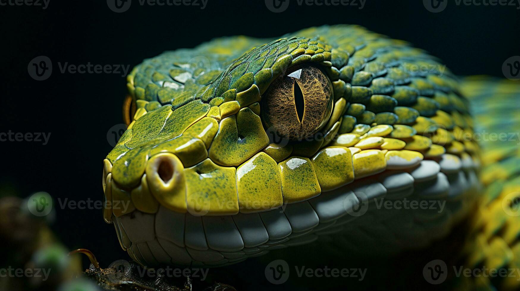 Close-up photo of a Viper looking any direction. Generative AI