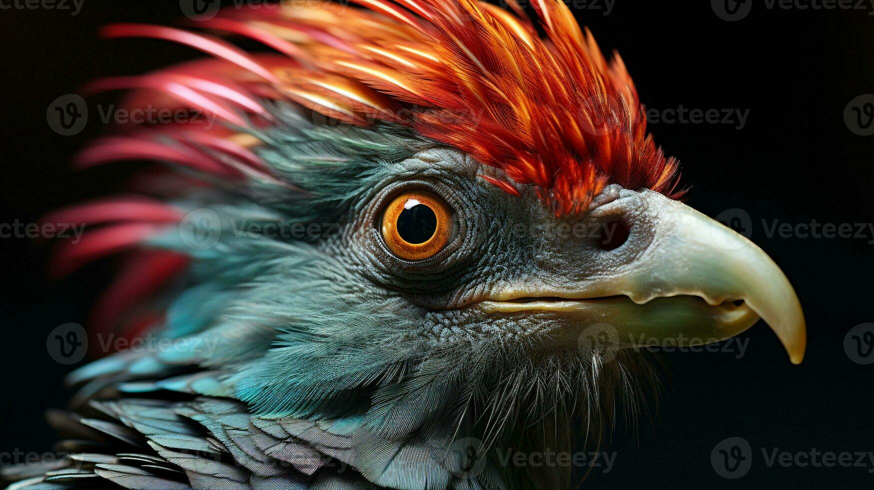 Close-up photo of a Quetzal looking any direction. Generative AI