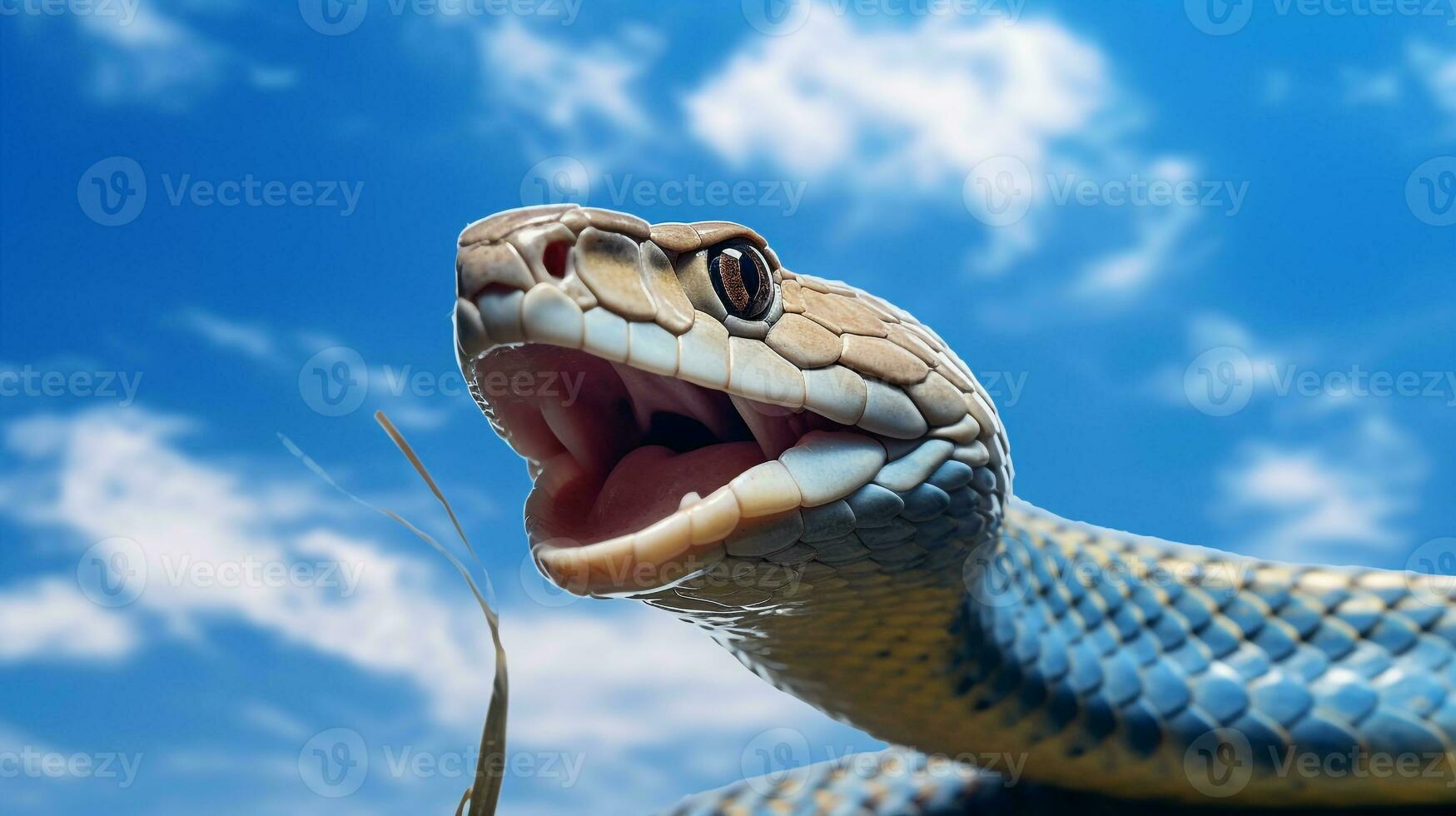 Photo of a Snake under Blue Sky. Generative AI