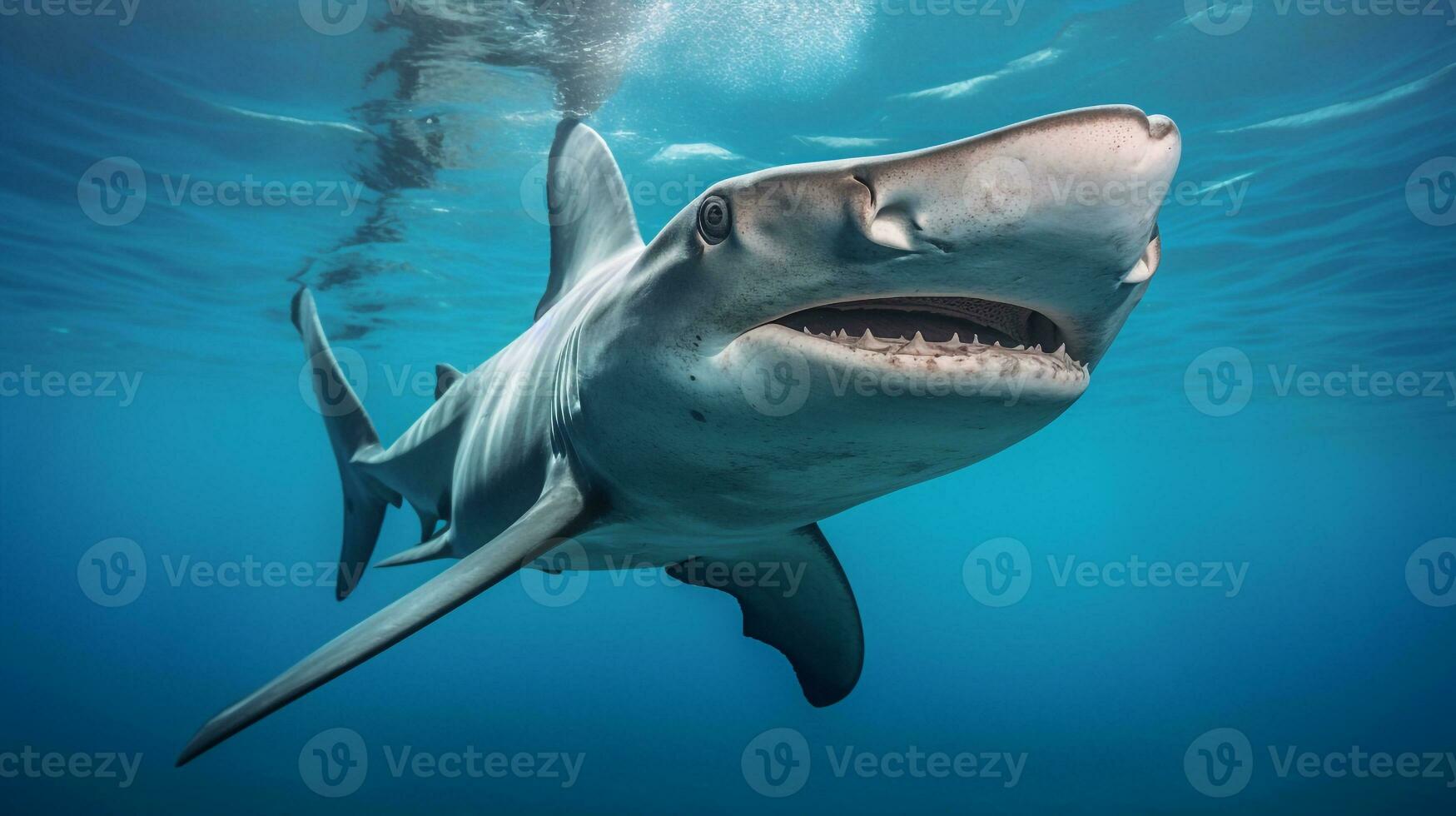 Wildlife photography of Photo of Hammerhead Shark. Generative AI