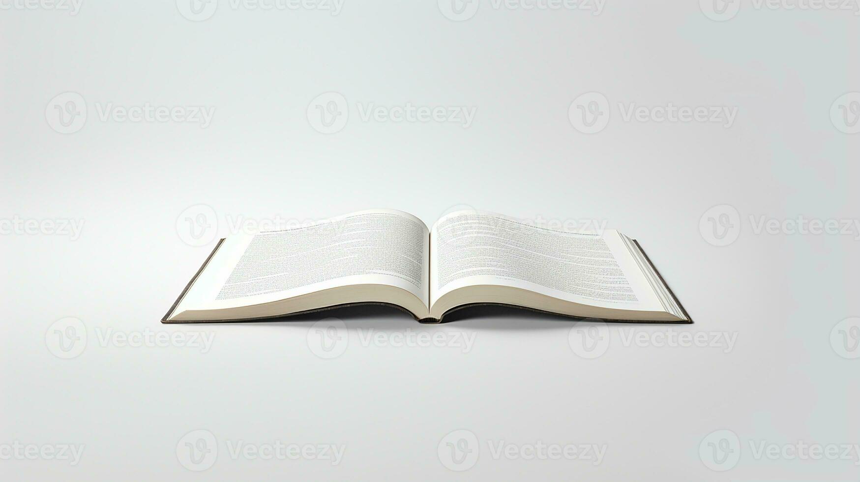 Open book isolated on white background. 3d illustration. Mock up. Generative AI photo