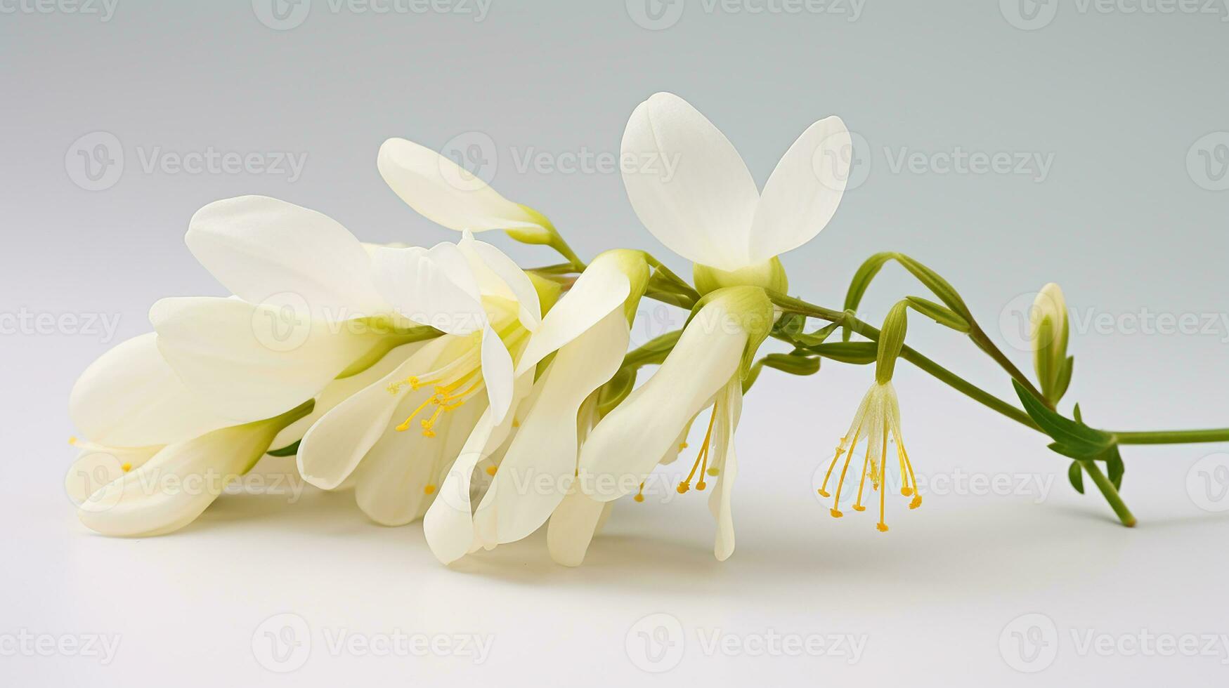 Photo of beautiful Dutchman's Breeches flower isolated on white background. Generative AI