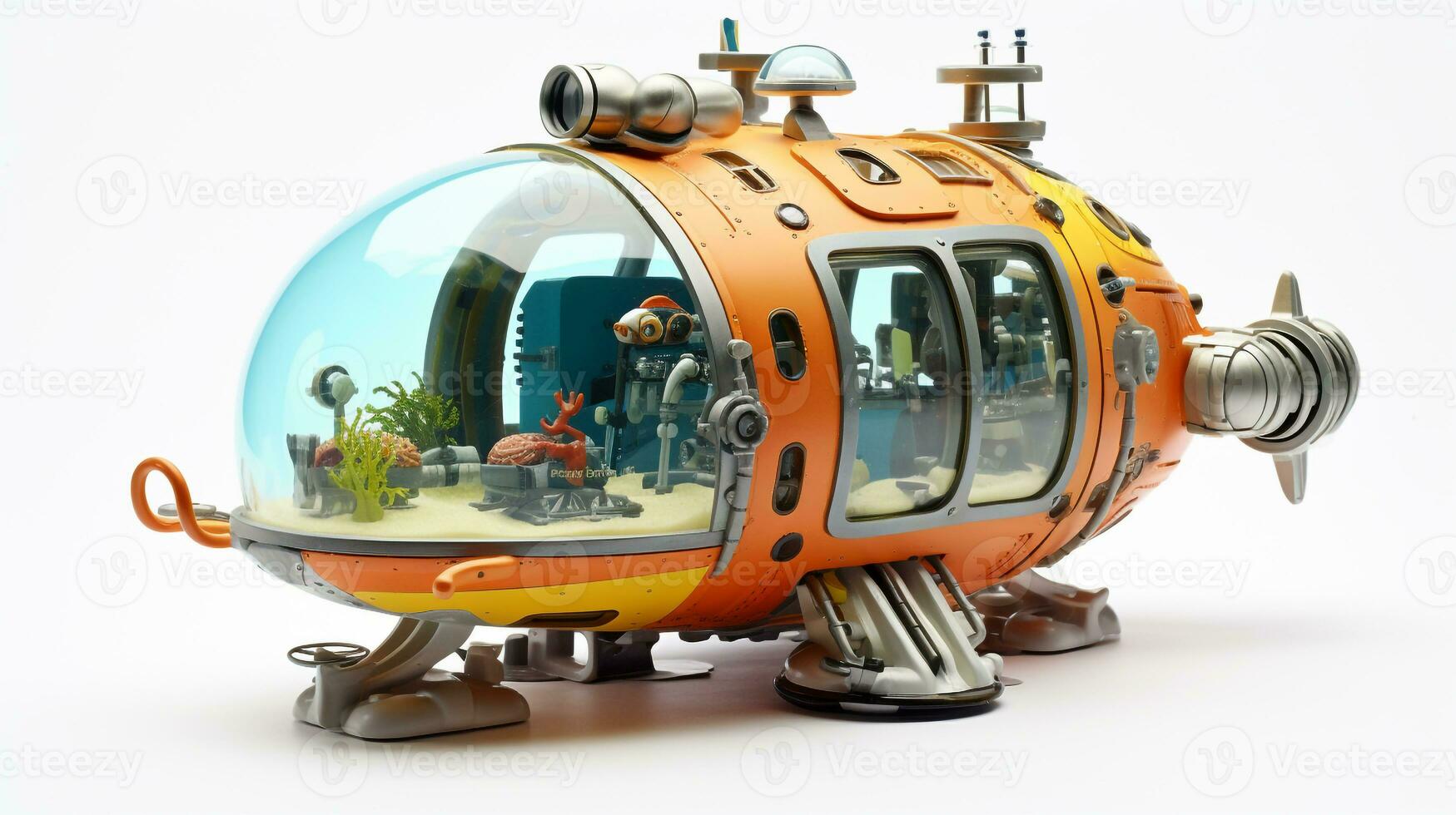 Displaying a 3D miniature Manned Submersible. Generative AI photo