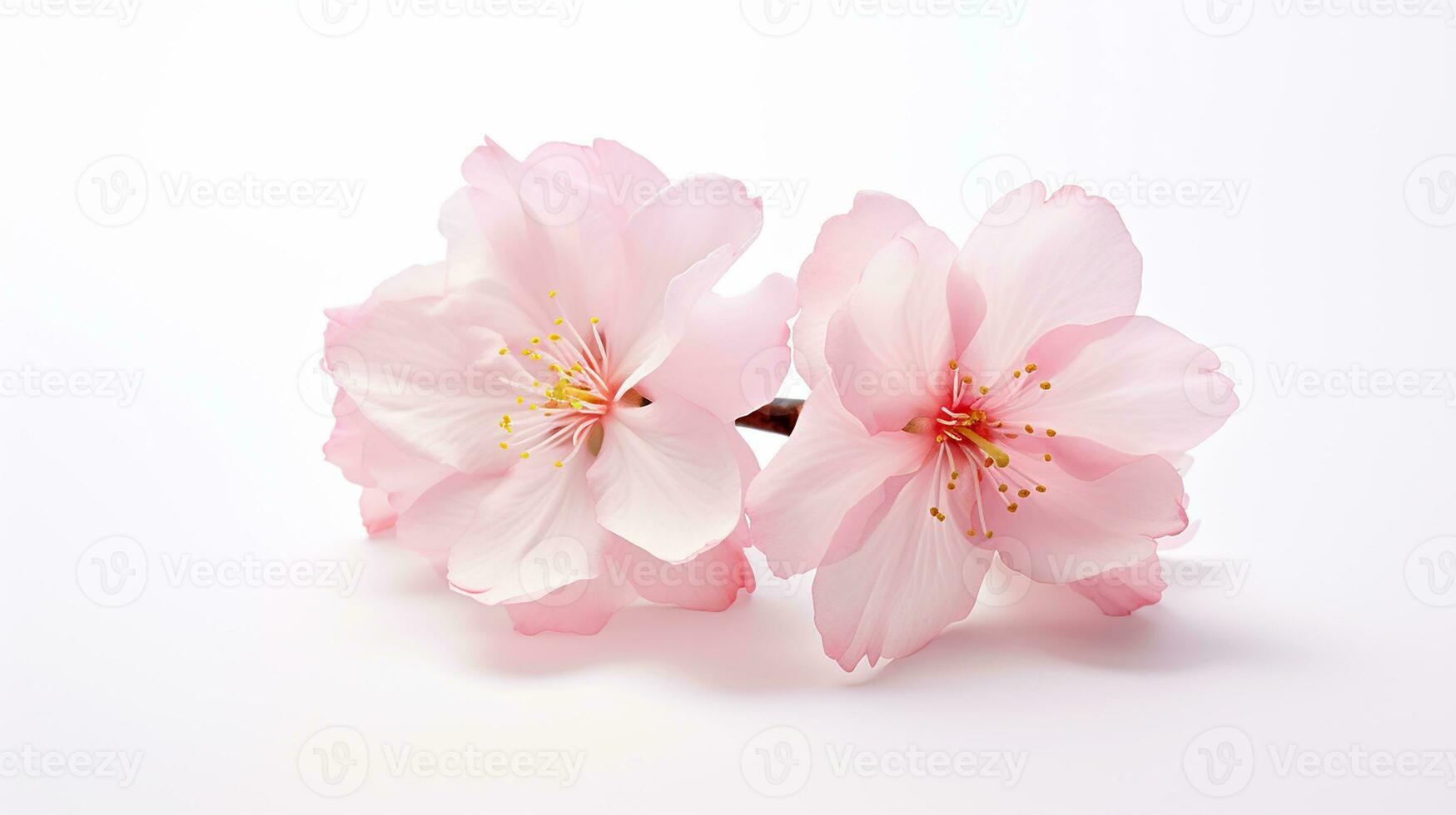 Photo of beautiful Cherry Blossom flower isolated on white background. Generative AI