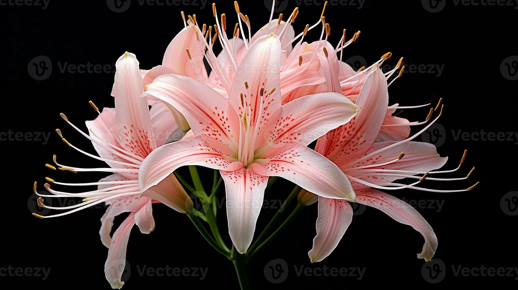 Photo of beautiful Fairy Lily flower isolated on white background. Generative AI