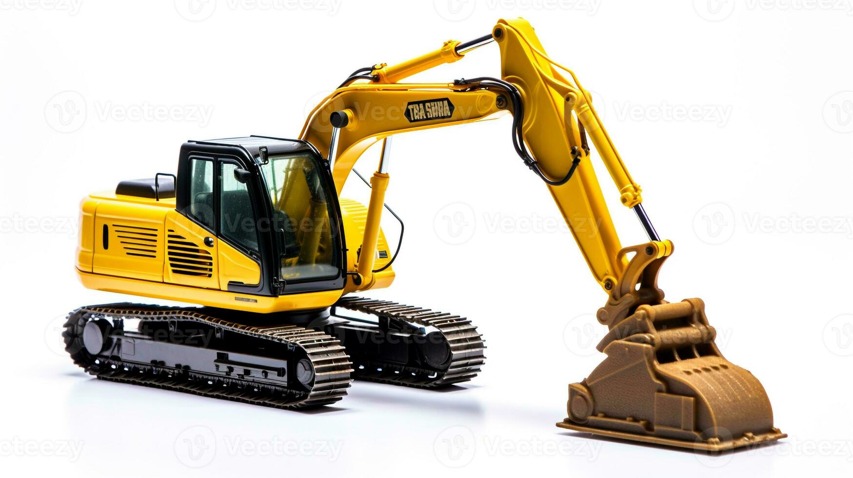 Displaying a 3D miniature Excavator. Generative AI photo