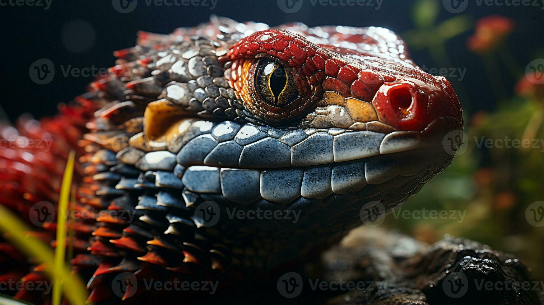 Close-up photo of a Snake looking any direction. Generative AI