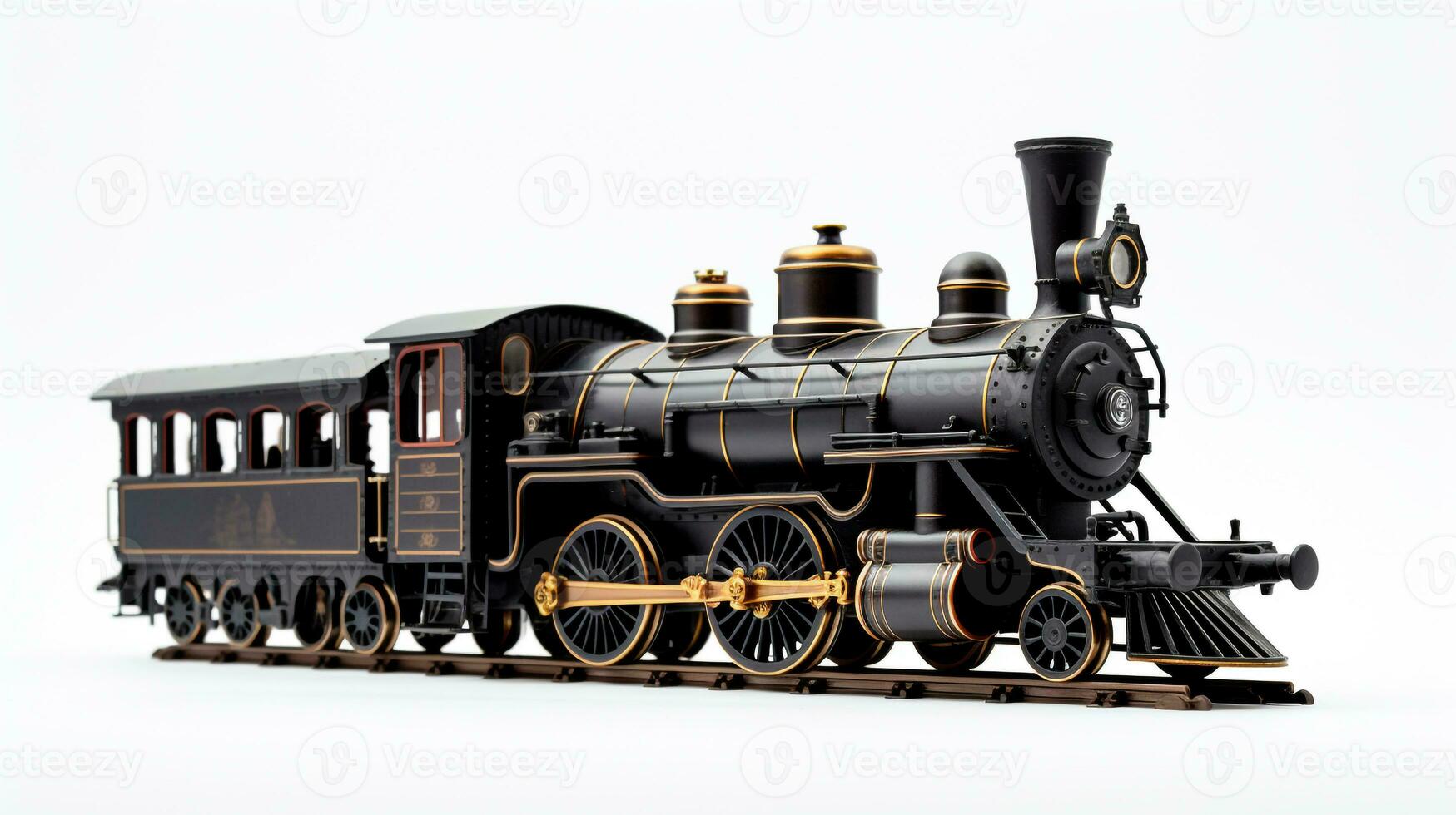 Displaying a 3D miniature Steam Locomotive. Generative AI photo