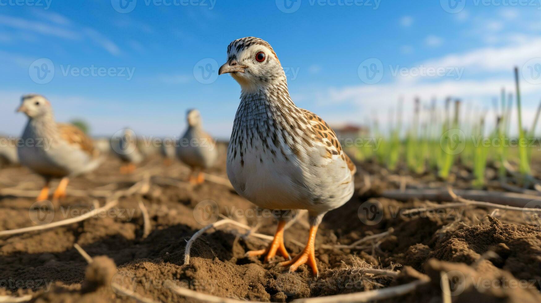 Photo of a Quail in the Farmland. Generative AI