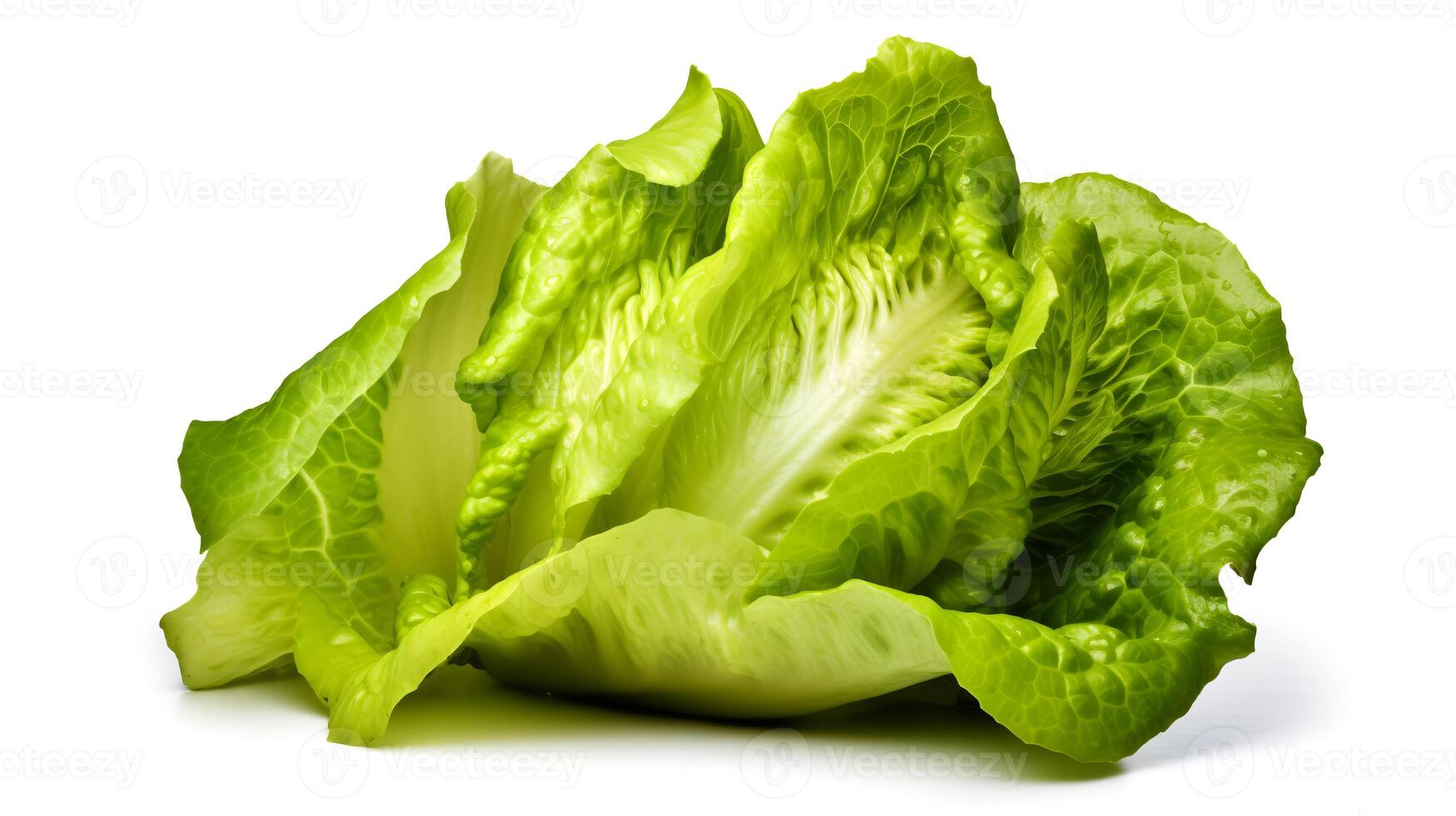 Photo of Fresh Lettuce isolated on white background. generative ai