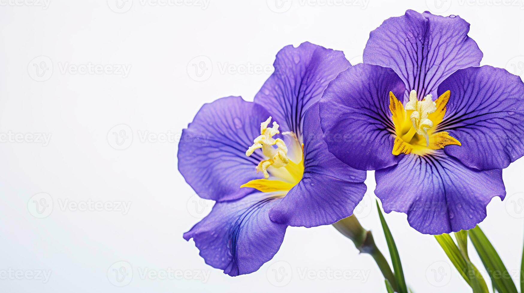 Photo of beautiful Spiderwort flower isolated on white background. Generative AI