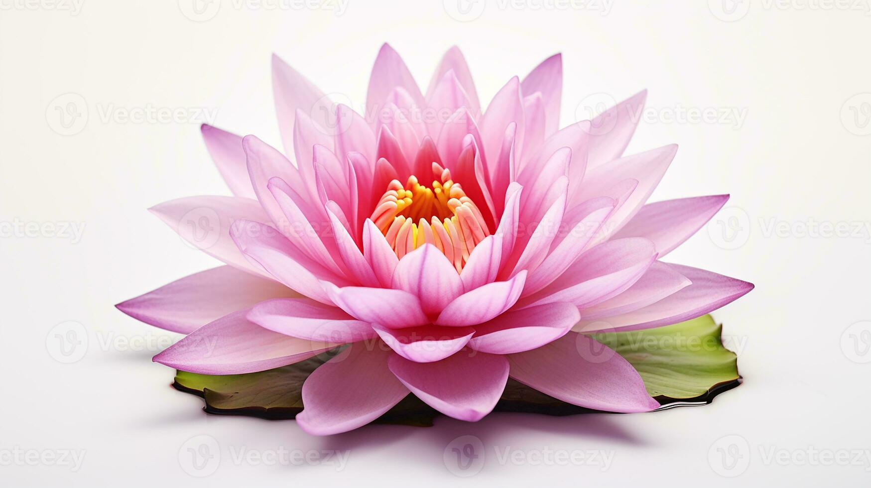 Photo of beautiful Water Lily flower isolated on white background. Generative AI