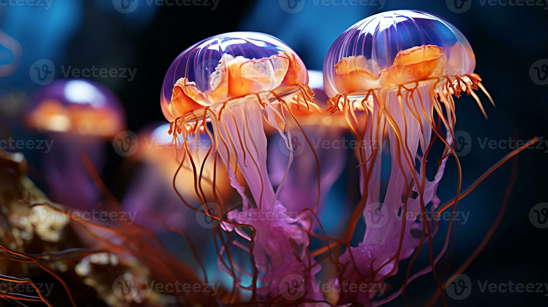 Close-up photo of a Jellyfish looking any direction. Generative AI