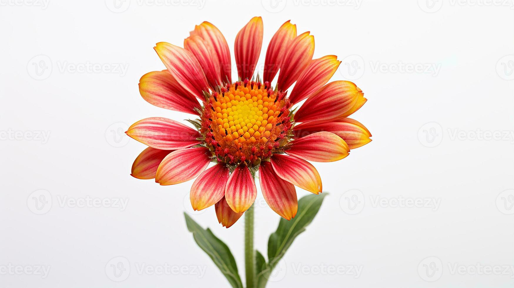 Photo of beautiful Gaillardia flower isolated on white background. Generative AI