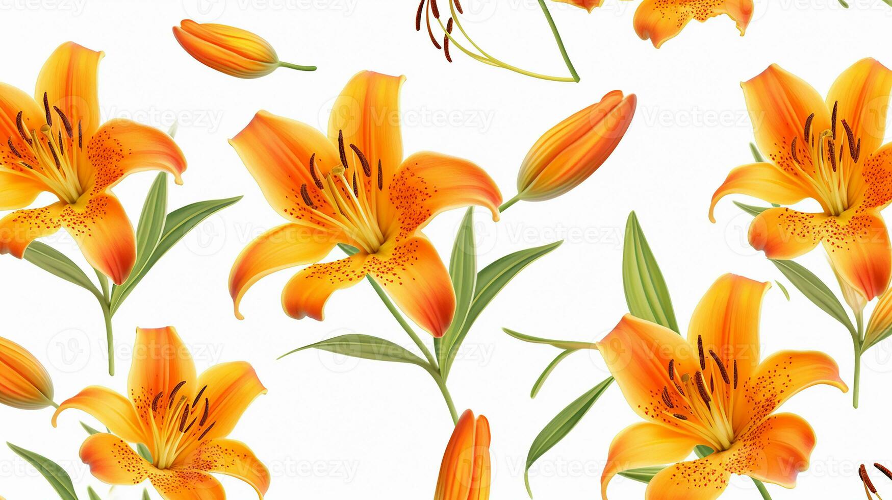 Tiger Lily flower patterned background. Flower texture background. Generative AI photo