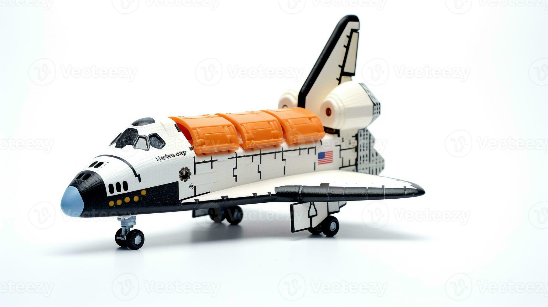 Displaying a 3D miniature Space Shuttle Atlantis. Generative AI photo
